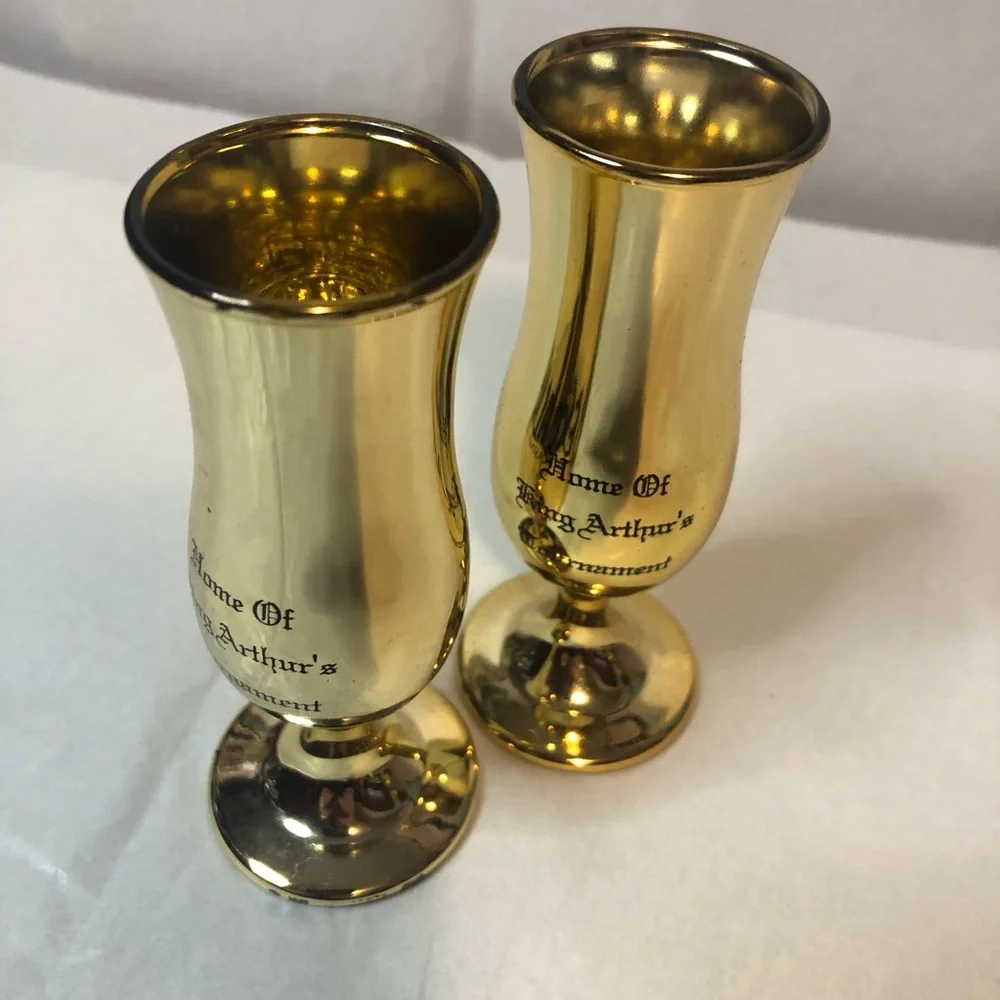 Excalibur Las Vegas Shot Glasses Glass Gold Two